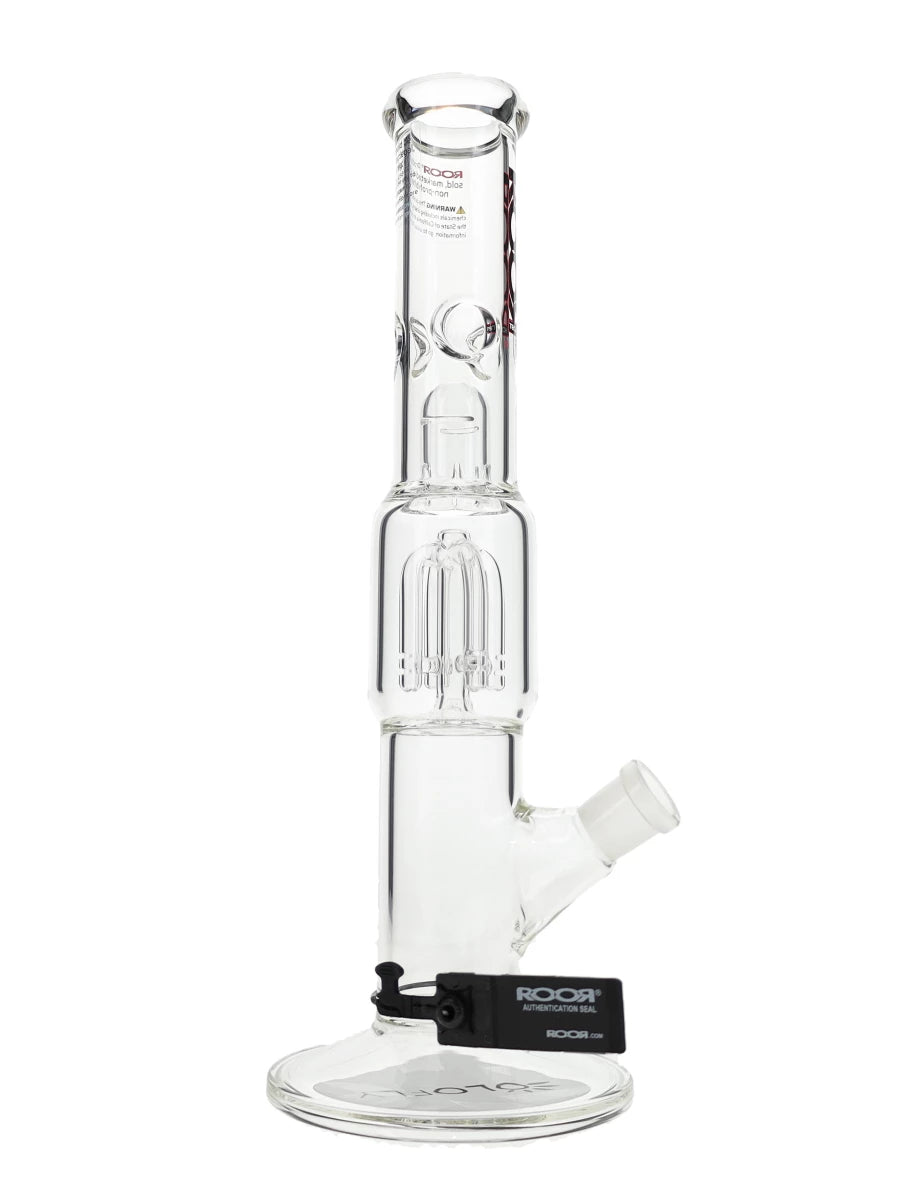 14″ ROOR Clear Tech 4-Arm Tree Straight Tube Water Pipe Best Sales Price - Bongs