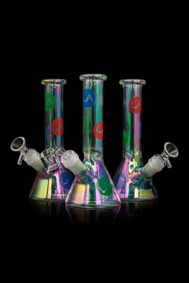 LA Pipes Limited Edition 8" Iridescent Disco Beaker Set Best Sales Price - Smoking Pipes