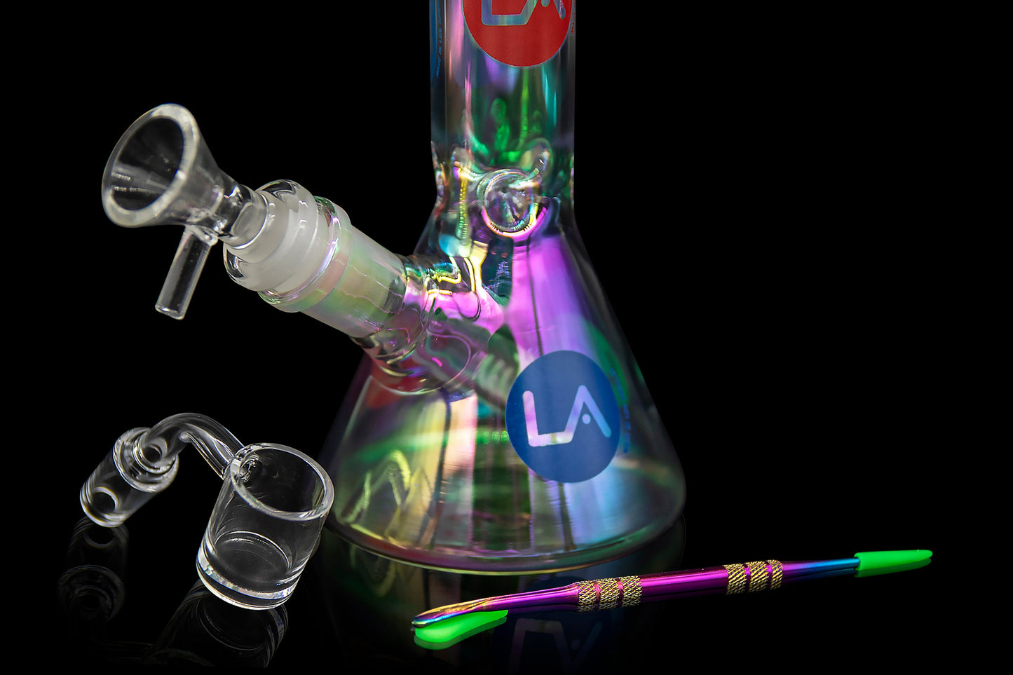 LA Pipes Limited Edition 8" Iridescent Disco Beaker Set Best Sales Price - Smoking Pipes