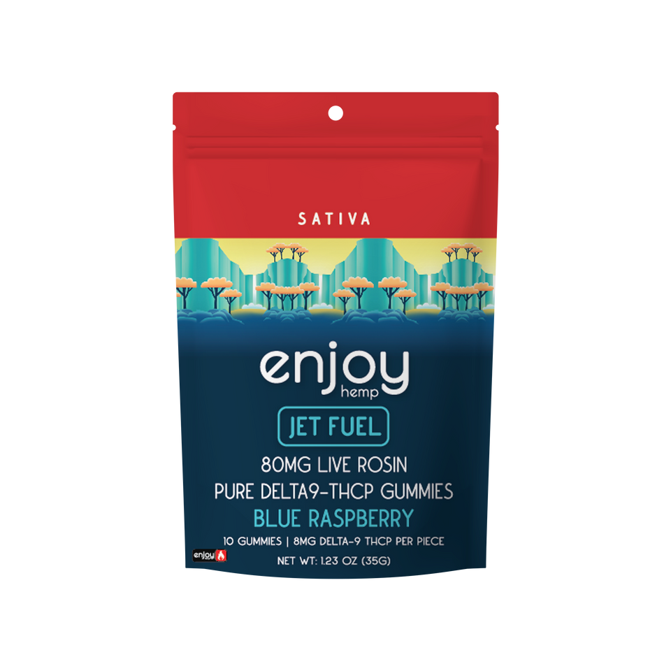 Enjoy Hemp 80mg Live Rosin Pure THCP Gummies (Jet Fuel) - Sativa-Infused Blue Raspberry Best Sales Price - Gummies