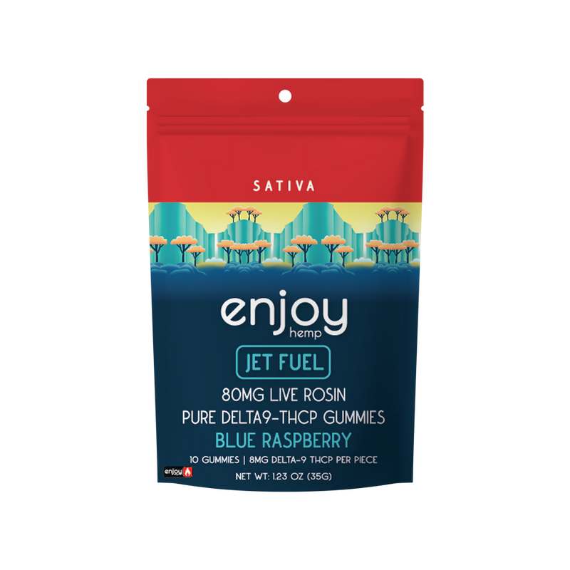 Enjoy Hemp 80mg Live Rosin Pure THCP Gummies (Jet Fuel) - Sativa-Infused Blue Raspberry Best Sales Price - Gummies