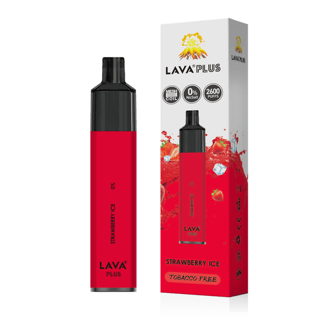 Lava Plus 2600 Puffs Disposable Zero Nicotine Free 0% - Strawberry Ice Best Sales Price - Disposables