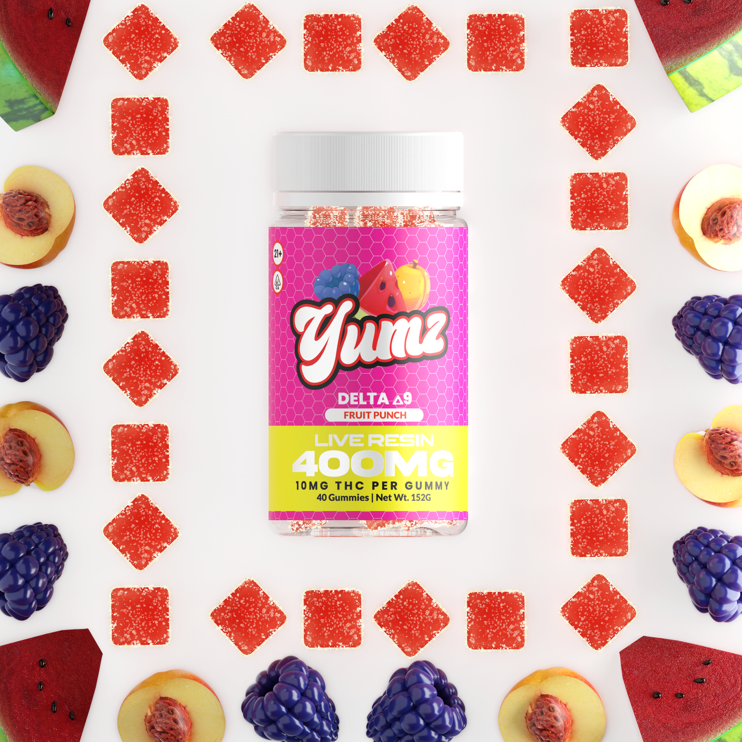 THC Gummies ( Farm Bill Compliant Delta-9 THC ) YUMZ LAB - Fruit Punch Best Sales Price - Gummies