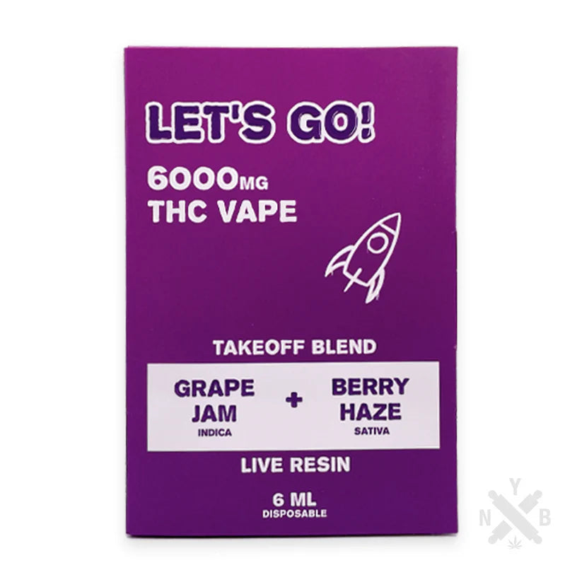 Jelly NYB Let’s Go 6mL Disposable Live Resin THC Vape – 6000mg Takeoff Blend