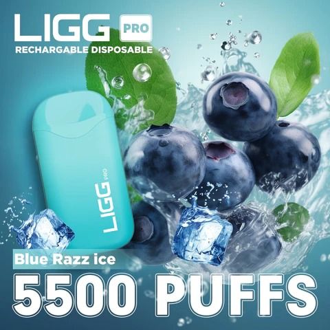 Ligg Pro 5500 Puffs Disposable Vape - Blue Razz Ice Best Sales Price - Disposables
