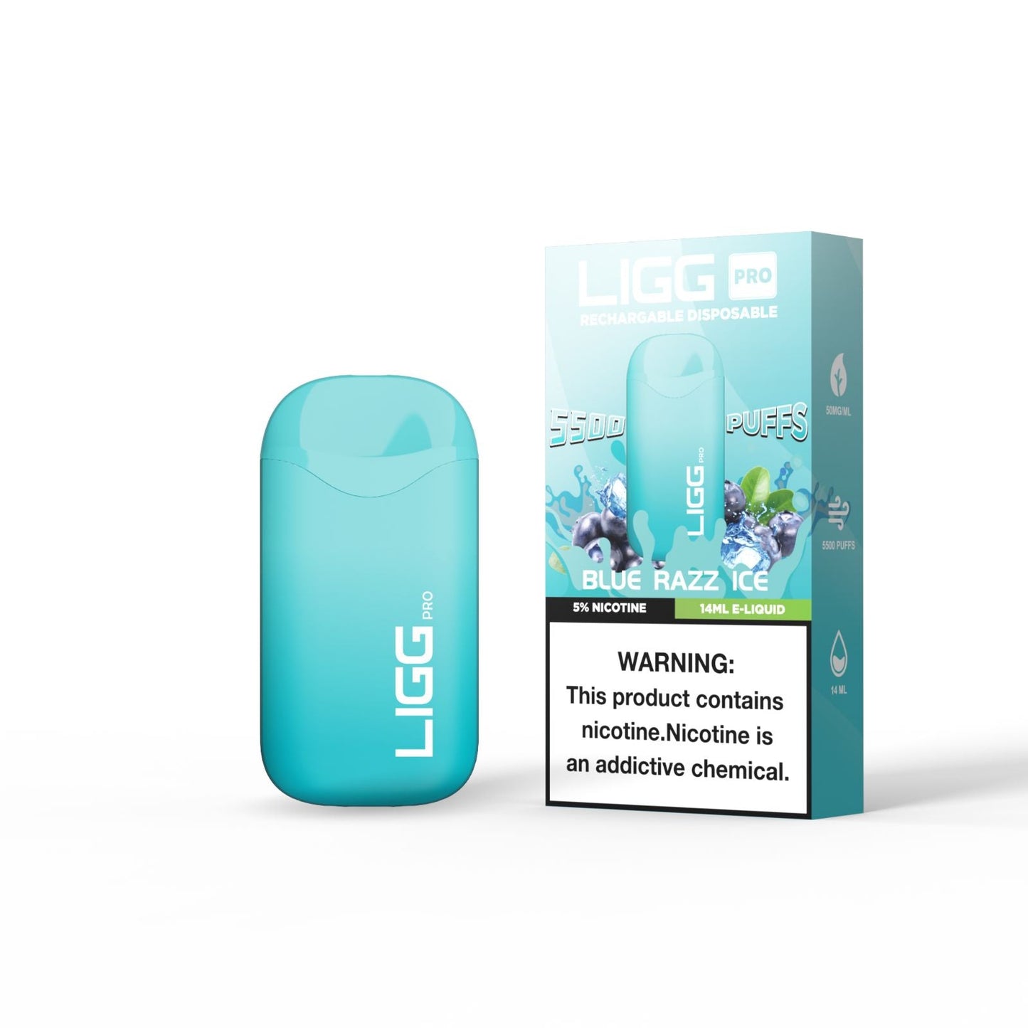 Ligg Pro 5500 Puffs Disposable Vape - Blue Razz Ice Best Sales Price - Disposables