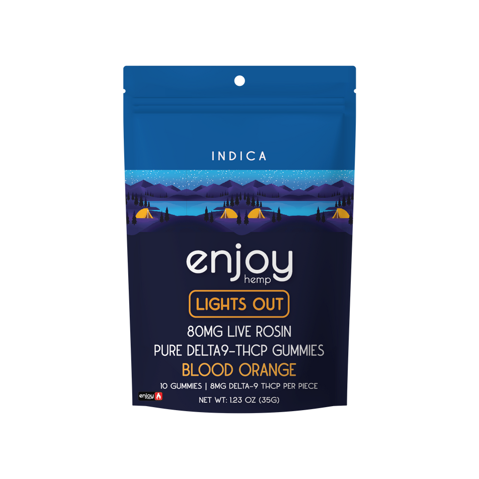 Enjoy Hemp 80mg Live Rosin Pure THCP Gummies (Lights Out) - Indica-Infused Blood Orange Best Sales Price - Gummies