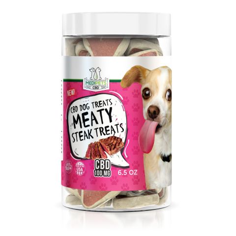 MediPets CBD Dog Treats - Meaty Steak Treats - 100mg Best Sales Price - Pet CBD