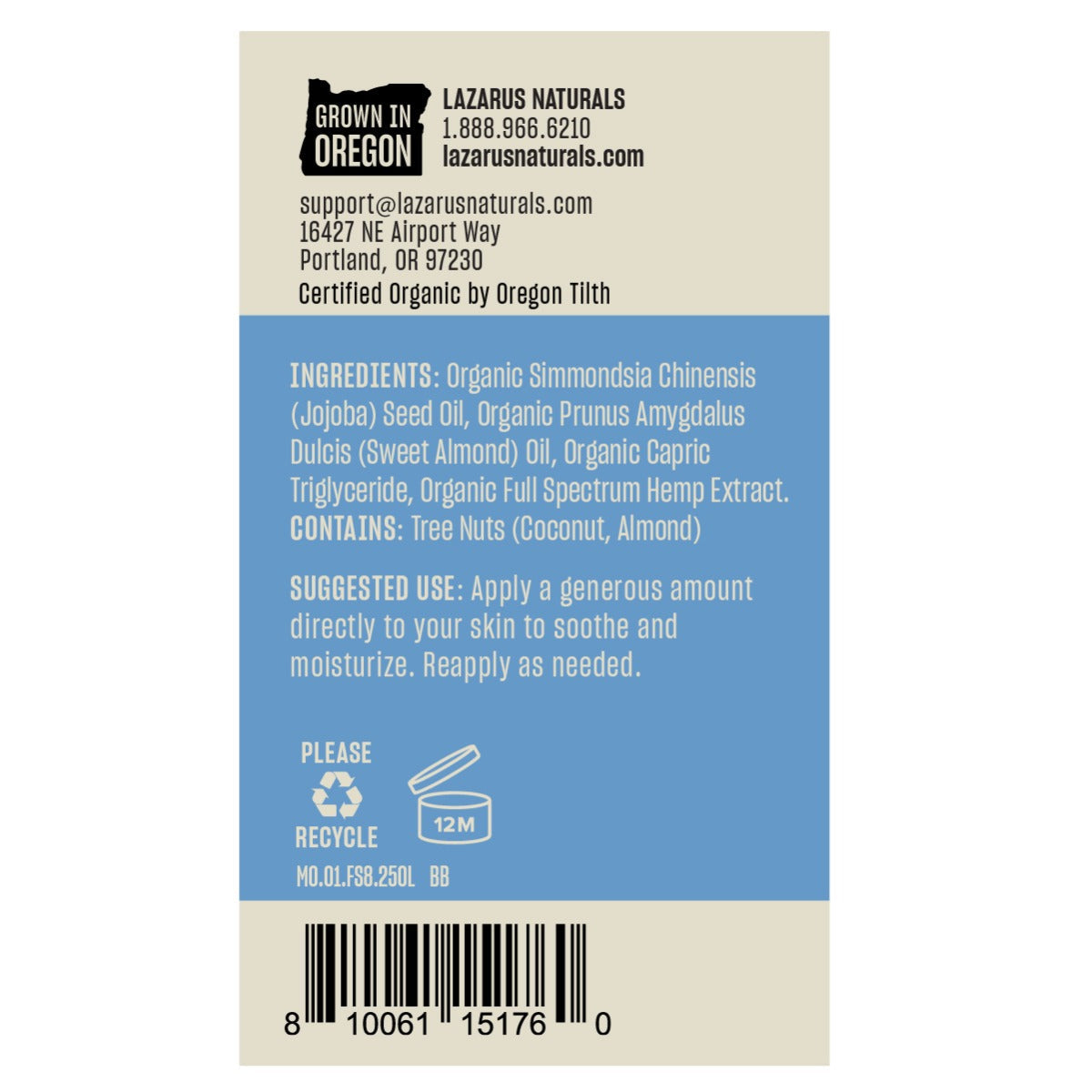 Lazarus Naturals ORGANIC CBD BODY + MASSAGE OIL