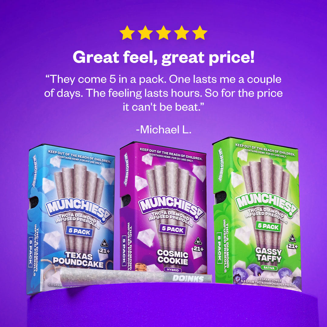 Delta Munchies 1g THCA Diamond Prerolls (5 Pack)