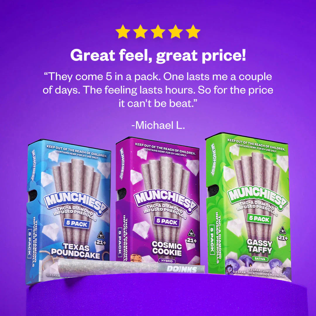 Delta Munchies 1g THCA Diamond Prerolls (5 Pack)