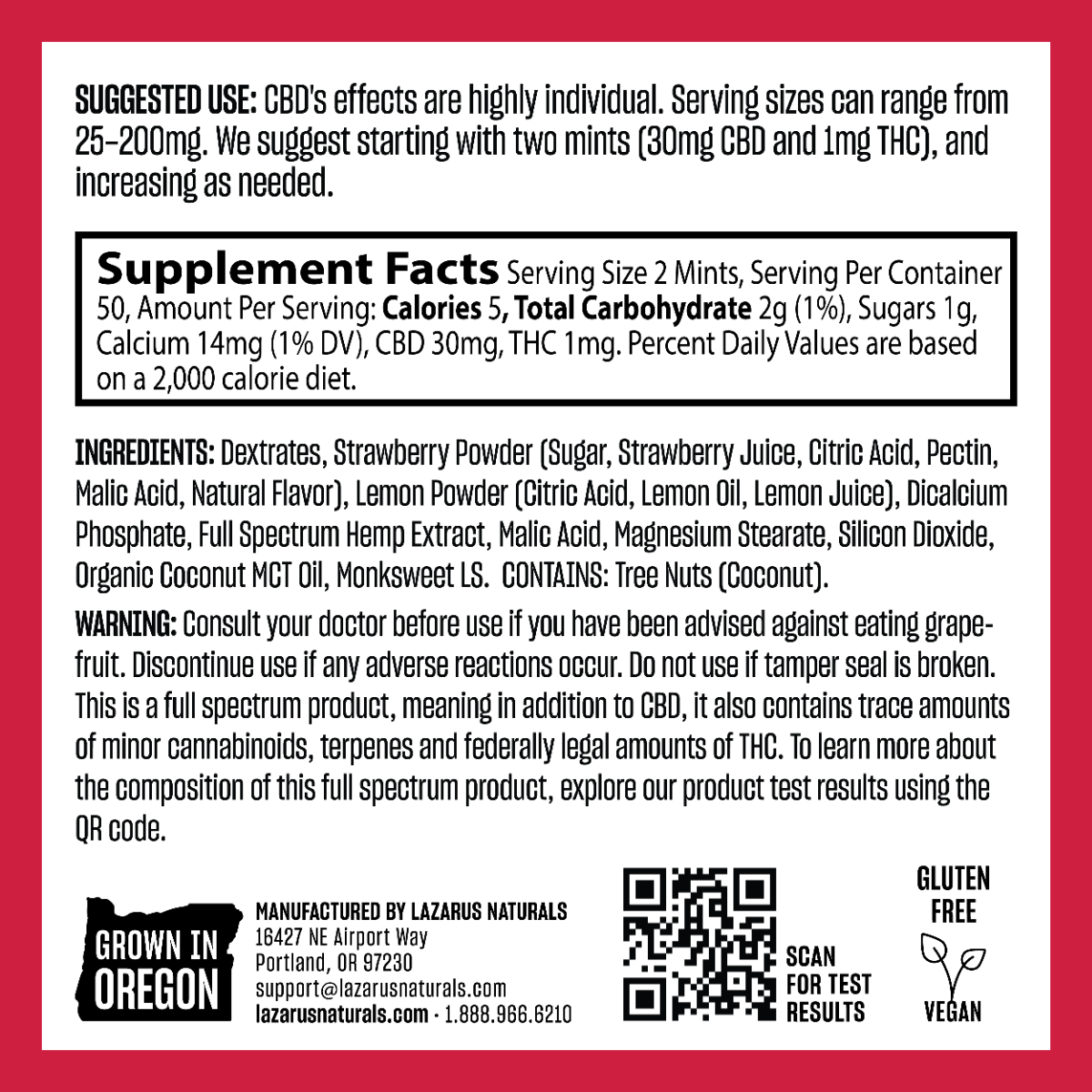 Lazarus Naturals CBD MINTS, UNWIND