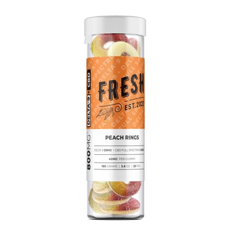 Peach Rings Gummies - Delta-9, CBD Blend - 800MG - Fresh Best Sales Price - Gummies