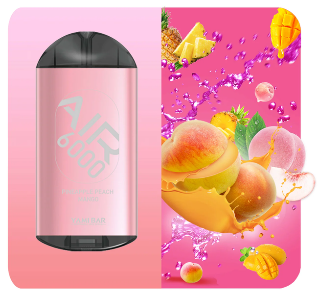 Yami Bar Air 6000 Disposable 6000 Puffs - Pineapple Peach Mango Best Sales Price - Disposables