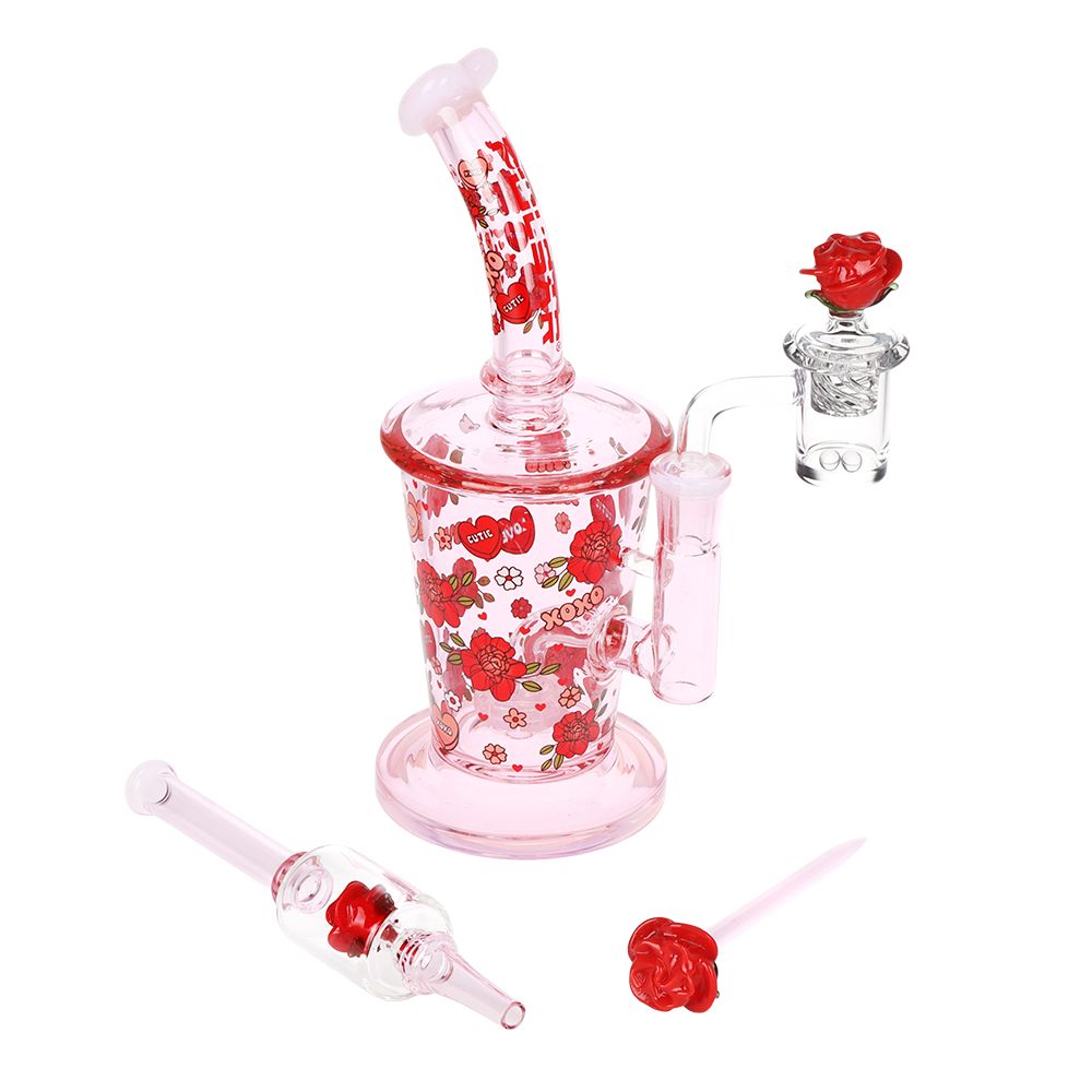 Pulsar Valentine's Rose Glass Dab Rig Set
