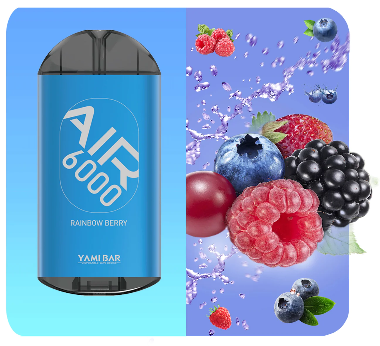 Yami Bar Air 6000 Disposable 6000 Puffs - Rainbow Berry Best Sales Price - Disposables