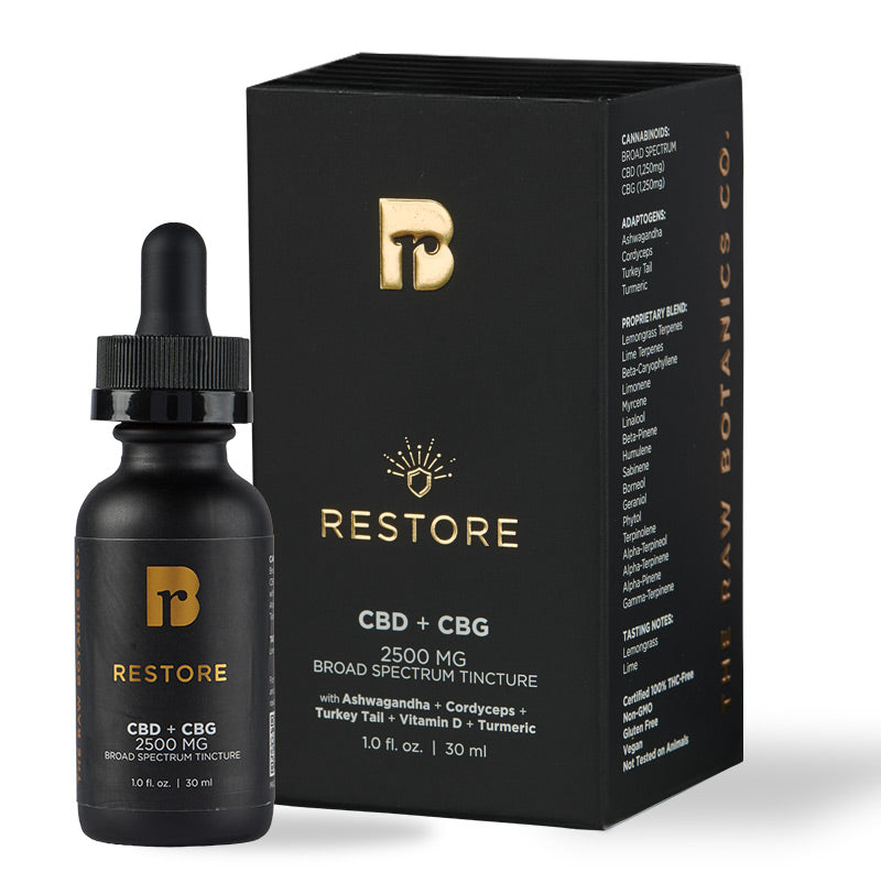 RESTORE & Recover Immunity Boost | CBD, CBG, Cordyceps, Turkey Tail, Vitamin D Tincture