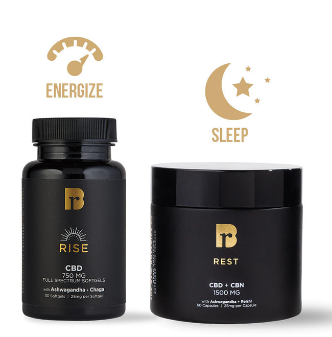 SUNUP to SUNDOWN BUNDLE - Reishi & Chaga Mushroom, CBD, & CBD/CBN Softgels