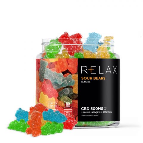 Relax Full Spectrum CBD Sour Bears - 500MG Best Sales Price - Gummies
