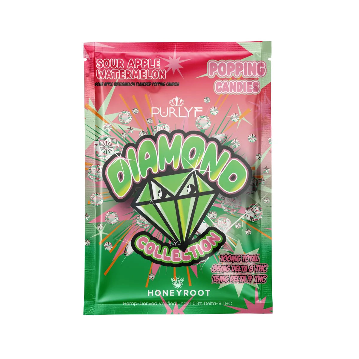 Purlyf | Delta 8 + Delta 9 Diamonds Popping Candies - 100mg Best Sales Price - Gummies