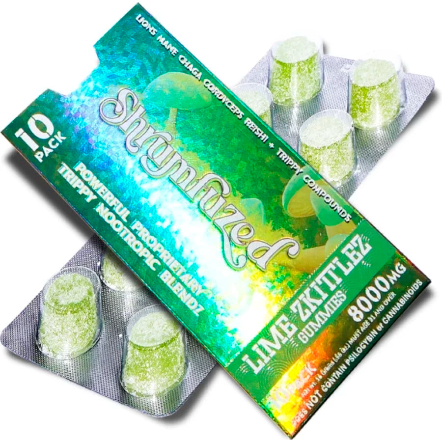 Shrumfuzed Nootropic Trippy Psychedelic Mushroom Gummies 10pc – (Lime Zkittlez)