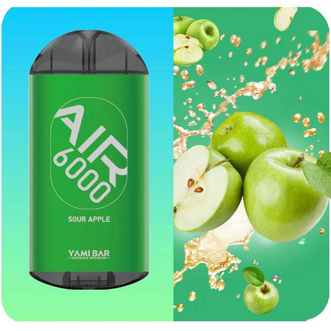 Yami Bar Air 6000 Disposable 6000 Puffs - Sour Apple Best Sales Price - Disposables