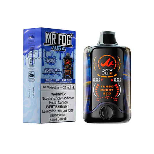 Sour Shock Blue Raspberry Mr. Fog Aura 60K Disposable Vape