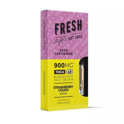 Strawberry Cough Cartridge - THCA, D8 Blend - 900mg - Fresh Best Sales Price - Vape Cartridges