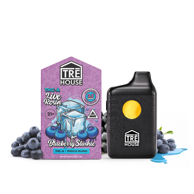 Tre House Blueberry Slushie – Live Rosin Indica THC-A Vape Pen – 3.5g
