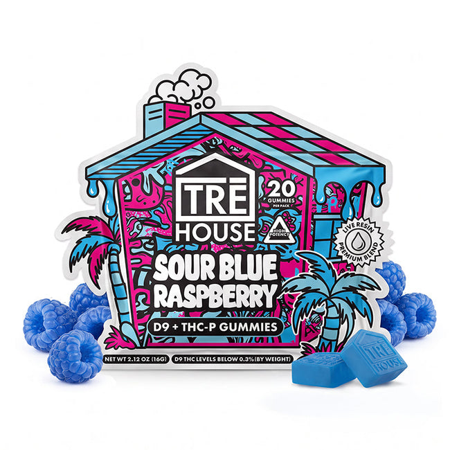 Tre House Sour Blue Raspberry Delta 9 + THC-P Gummies Best Sales Price - Gummies