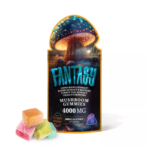 200mg D8, D9, THCP, Mushroom Gummies - Trippy Hippy - Fantasy