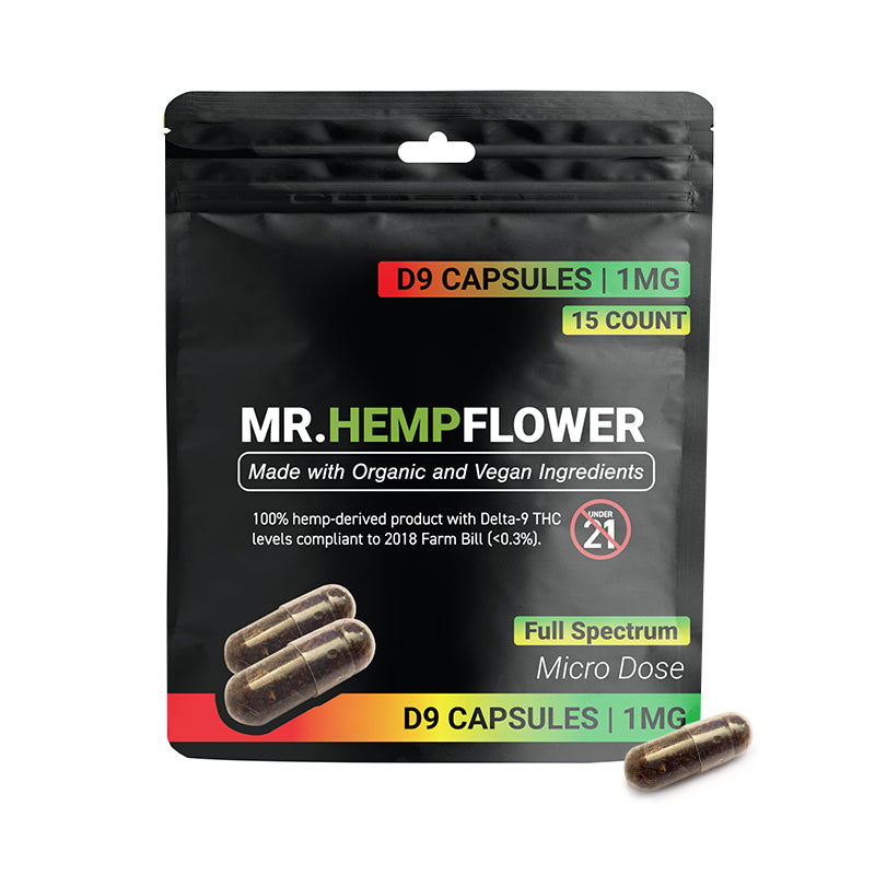 D9 Capsules –1mg Delta 9 and 40mg CBD per Serving