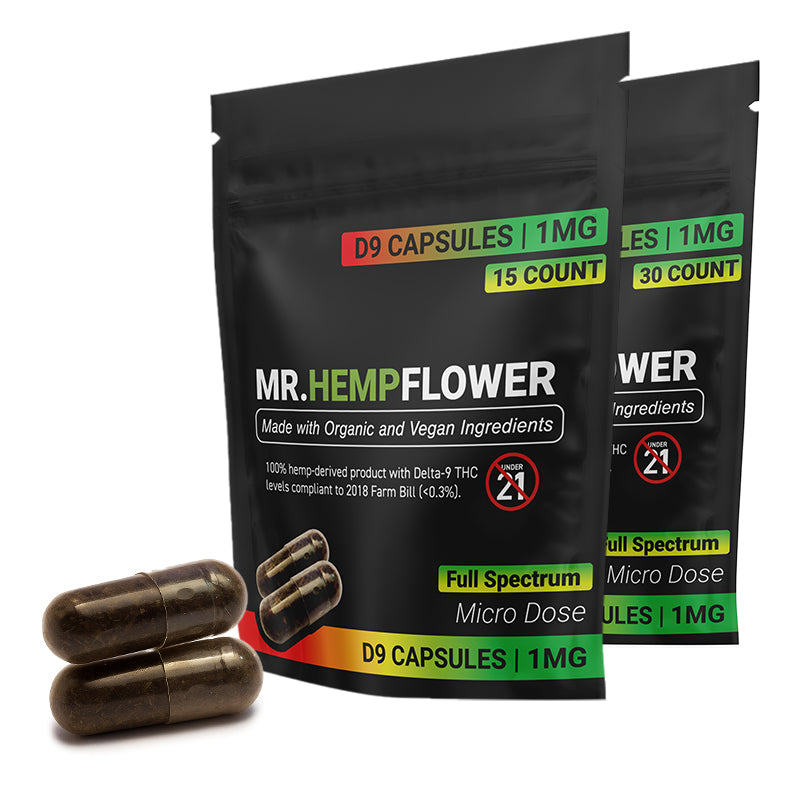 D9 Capsules –1mg Delta 9 and 40mg CBD per Serving