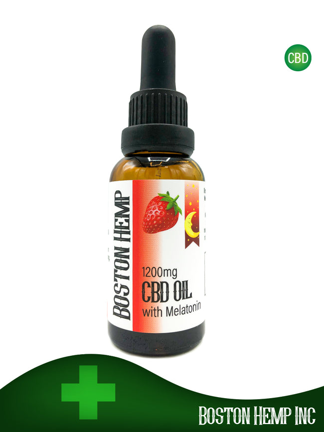 Boston Hemp Strawberry Flavored Full Spectrum CBD Tincture w/ Melatonin – 1200mg CBD/Bottle Best Sales Price - Tincture Oil