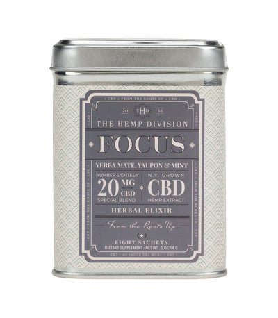 The Hemp Division Focus 8 CT Sachets - Yerba Mate, Yaupon & Mint - 20 MG CBD Best Sales Price - Edibles