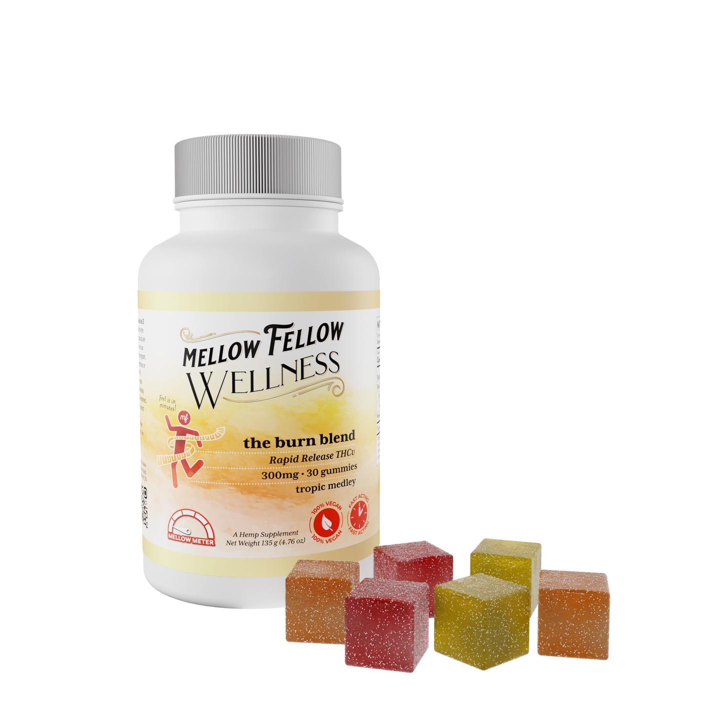 Mellow Fellow Wellness - Gummies - 300mg - Burn Blend - Tropic Medley Best Sales Price - Gummies