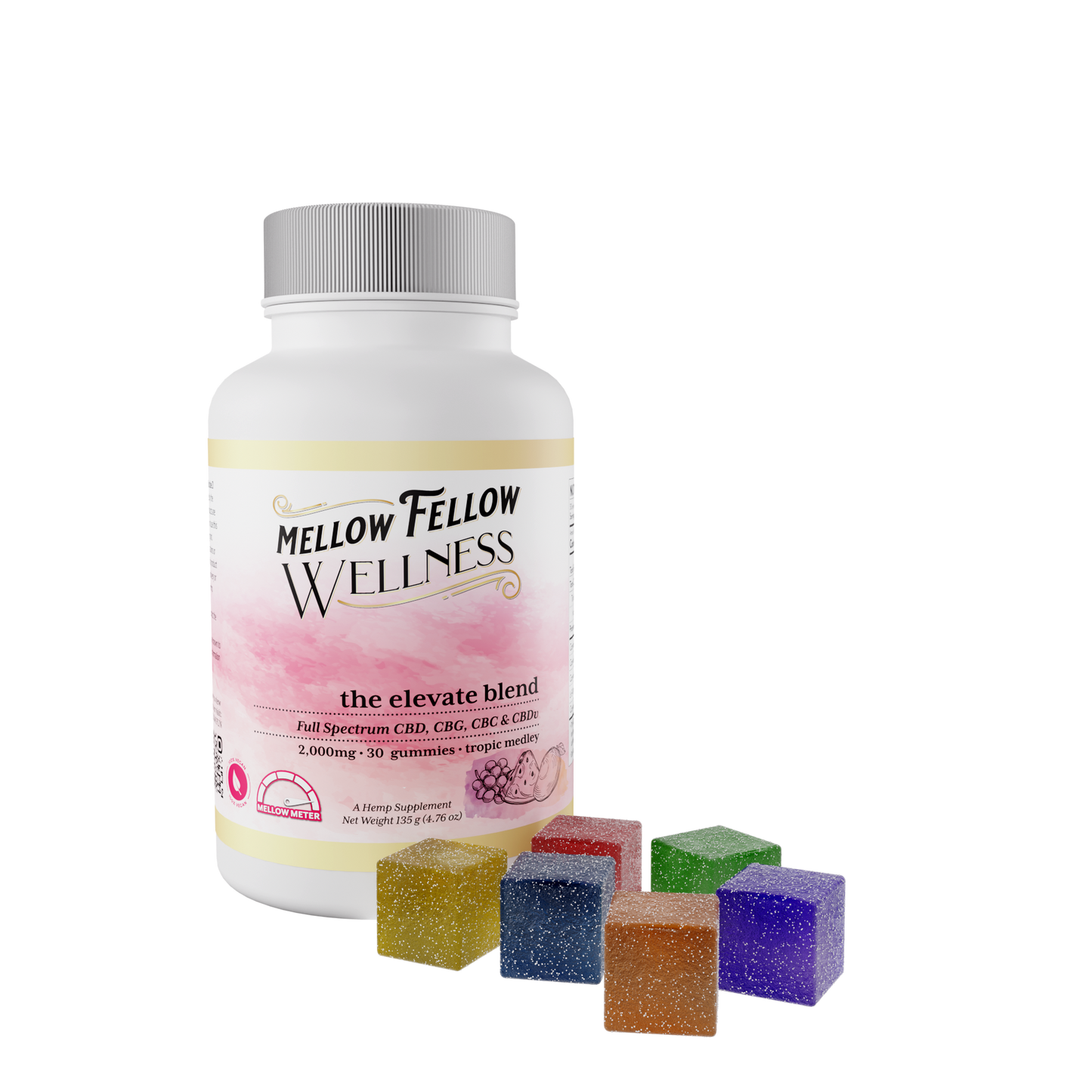 Mellow Fellow Wellness - Gummies - 2000mg - Elevate Blend - Tropic Medley Best Sales Price - Gummies