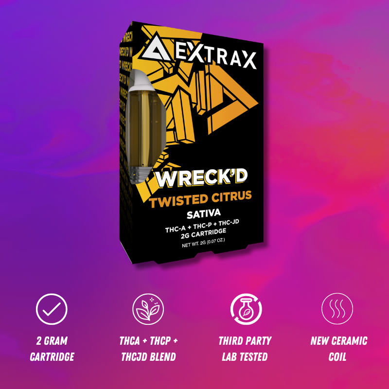 Delta Extrax Twisted Citrus | Cartridge THCa 2G | Wreck’d Best Sales Price - Vape Cartridges