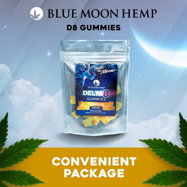 Blue Moon Hemp Delta 8 Tropical Fruit Gummies 250mg (10ct) Best Sales Price - Gummies
