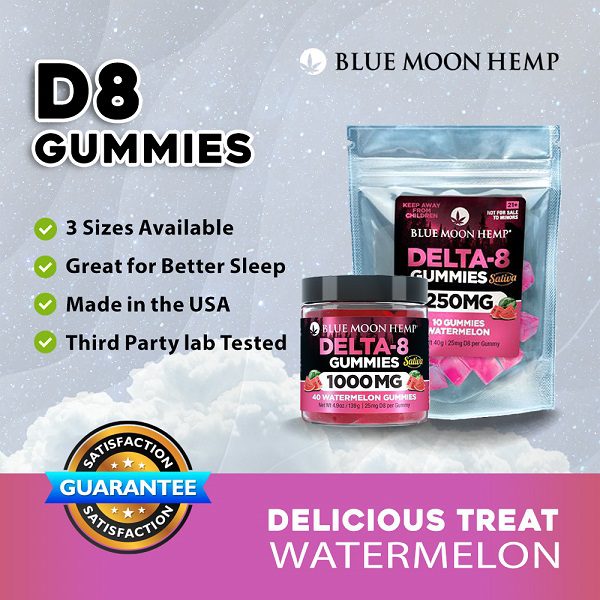 Blue Moon Hemp Delta 8 Watermelon Gummies 250mg-2000mg Best Sales Price - Gummies