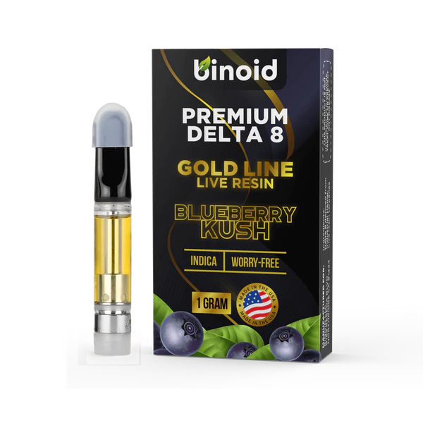 Binoid Delta 8 Live Resin Vape Cartridge - Blueberry Kush Best Sales Price - Vape Cartridges
