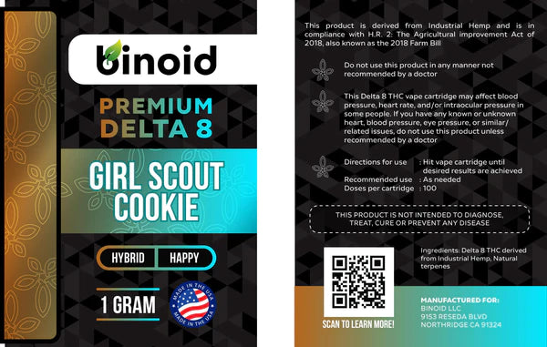Binoid Delta 8 THC Vape Cartridge Girl Scout Cookie Best Sales Price - Vape Cartridges