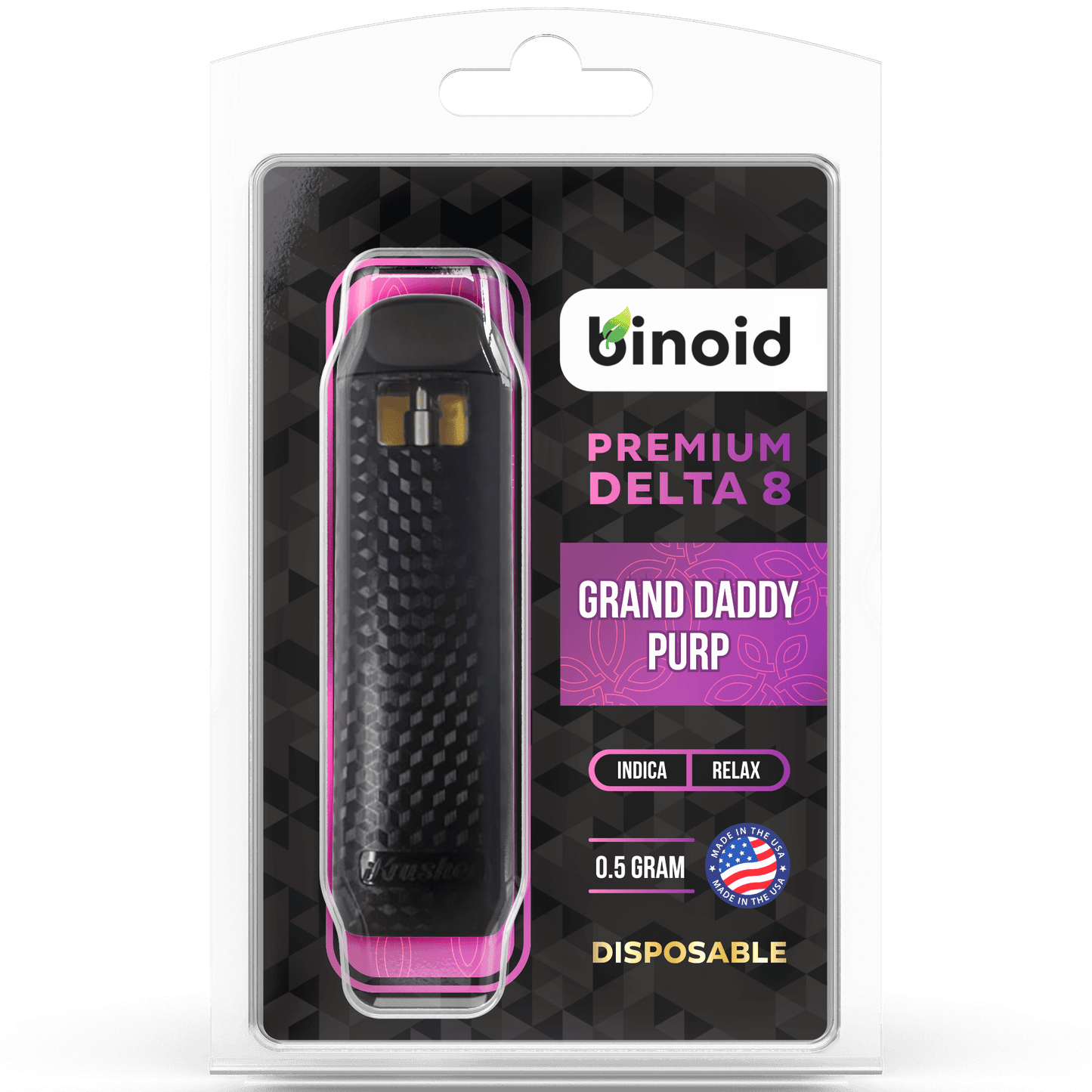 Binoid Delta 8 THC Vape Cartridge - Grand Daddy Purp Best Sales Price - Vape Cartridges