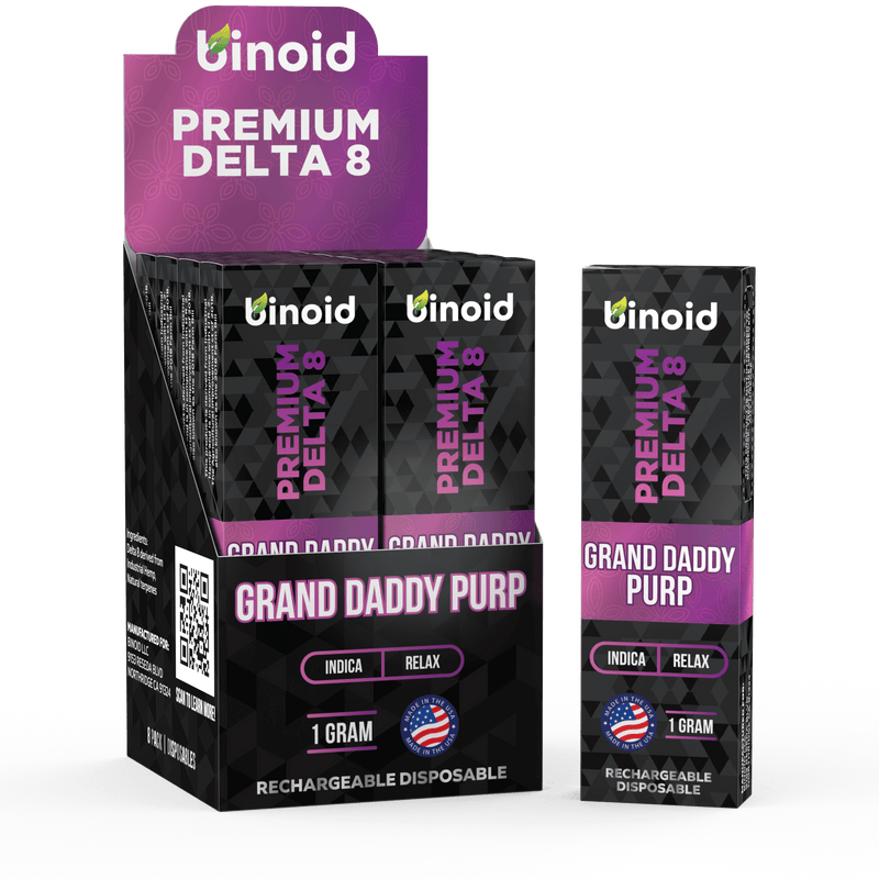 Binoid Delta 8 THC Vape Cartridge - Grand Daddy Purp Best Sales Price - Vape Cartridges