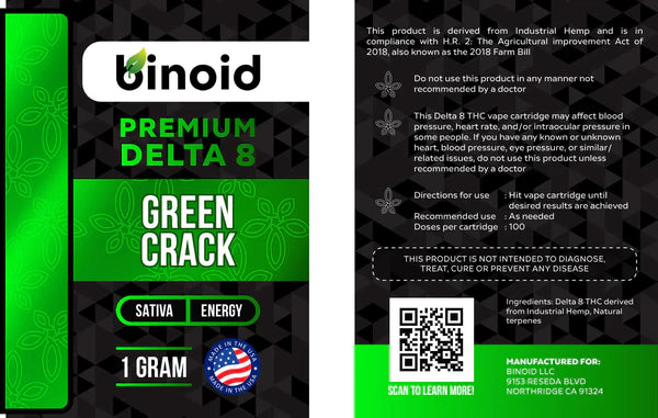 Binoid Delta 8 THC Vape Cartridge Green Crack Best Sales Price - Vape Cartridges