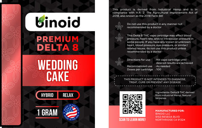 Binoid Delta 8 THC Vape Cartridge - Wedding Cake Best Sales Price - Vape Cartridges