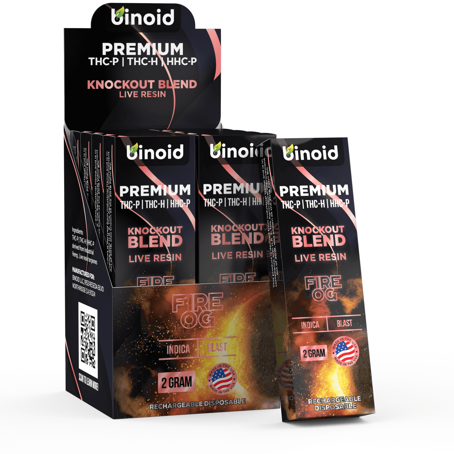 Binoid Fire OG Knockout Blend Live Resin Disposable - 2 Gram Best Sales Price - Vape Pens