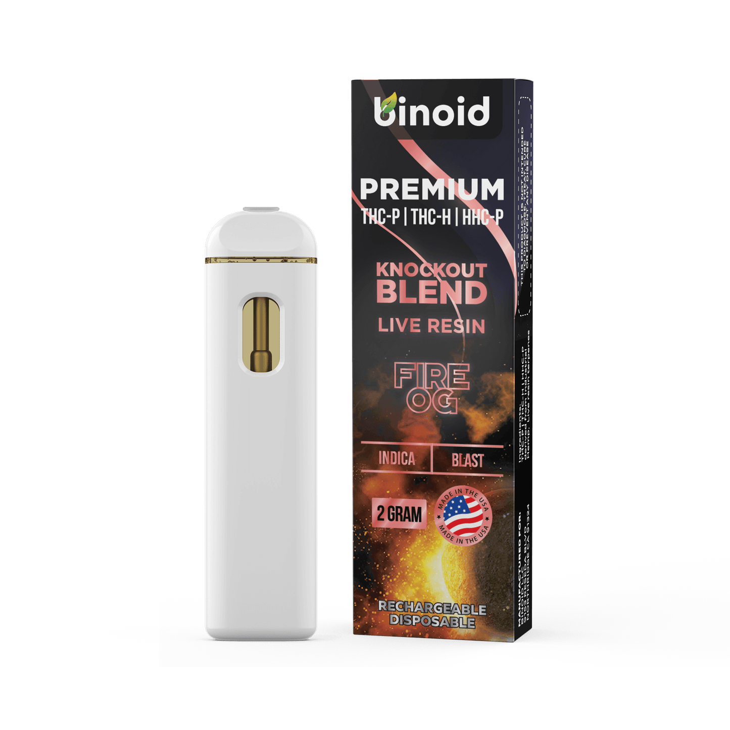 Binoid Fire OG Knockout Blend Live Resin Disposable - 2 Gram Best Sales Price - Vape Pens