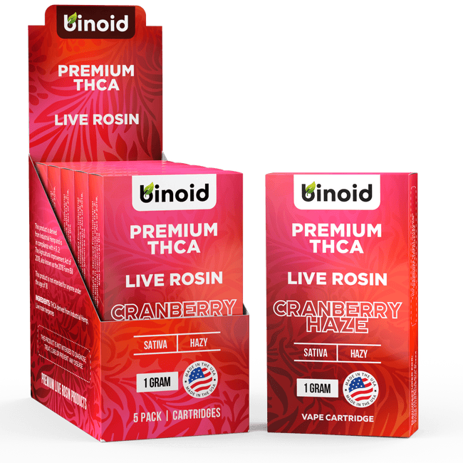 Binoid THCA Vape Cartridge Cranberry Haze - Live Rosin Best Sales Price - Vape Cartridges