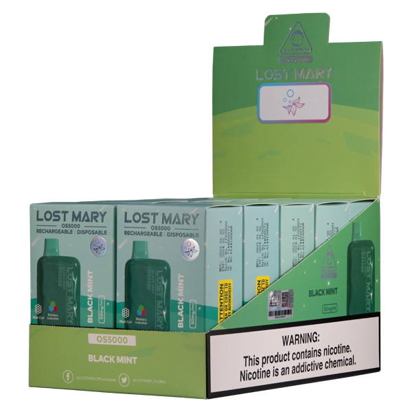 Lost Mary Os5000 Black Mint+ - Lost Mary MT35k Turbo Flavor Review Black  Mint Vape